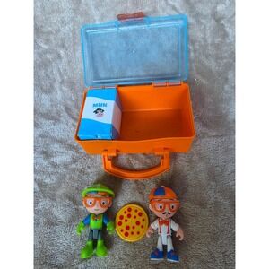 Blippi Lunchbox Surprise Toy Set with Figures Pizza and Milk Carton Case